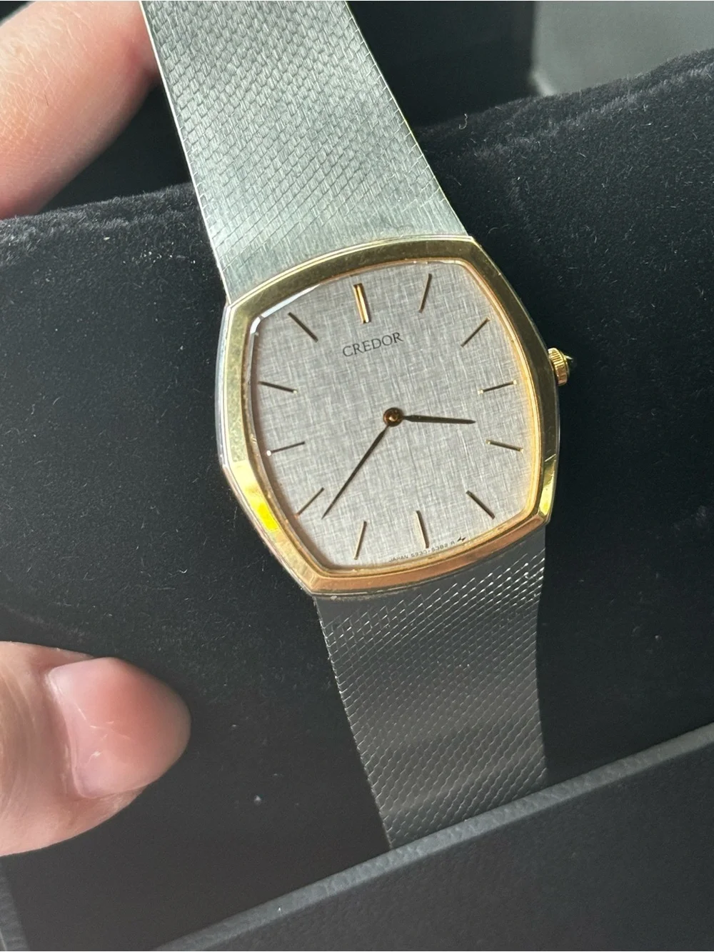 Credor 14k Gold Watch with Stainless Integrated Mesh Strap